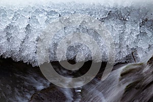 Flowing water under melting ice, concept of global warming