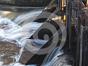 Flowing water in a weir in Grevenbroich in Germany