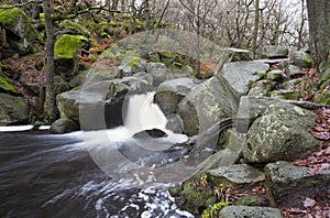 Flowing waterfall in a stream