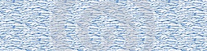 Flowing Wave Water Texture Seamless Vector Border Pattern. Blue Hand Drawn for Lake, River, Sea or Ocean Pool Background