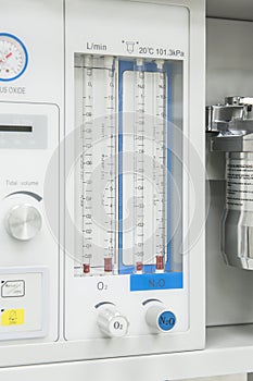 Flowmeter on medical hospital anesthetic machine