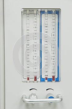 Flowmeter on medical hospital anesthetic machine photo