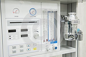 Flowmeter on medical hospital anesthetic machine photo