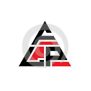 FLP triangle letter logo design with triangle shape. FLP triangle logo design monogram. FLP triangle vector logo template with red