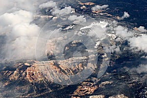 Flting over grand canyon mountains in arizona near flagstaff