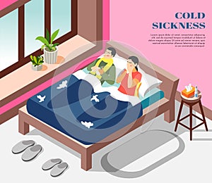 Flu Cold Sickness Isometric Background