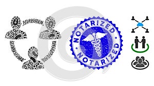 Flu Collage Trust Circle Icon with Medic Distress Notarized Seal