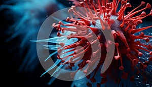 Flu covid 19 virus cell on abstract background coronavirus covid 19 outbreak influenza concept