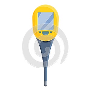 Flu digital thermometer icon, cartoon style