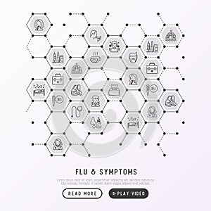 Flu and symptoms concept in honeycombs