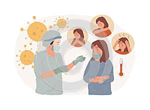 Flu symptoms isolated concept vector illustration.