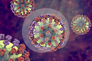 Flu virus, close-up view, 3D illustration