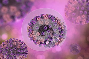 Flu virus, close-up view, 3D illustration photo
