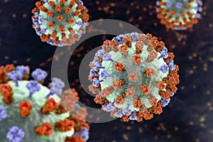 Flu virus, close-up view, 3D illustration photo