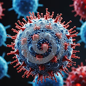 Flu virus under microscopic view