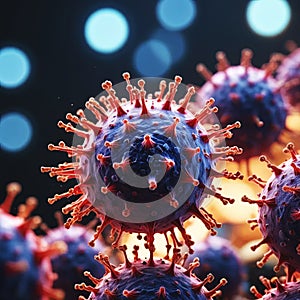 Flu virus under microscopic view