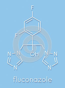 Fluconazole antifungal drug triazole class molecule. Skeletal formula.