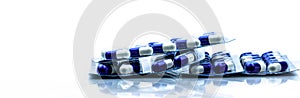 Fluconazole : Antifungal medicine. Heap of pills in blister packs on white background. Healthcare concept. Medicine pills photo