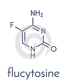 Flucytosine 5-fluorocytosine antimycotic drug molecule. Skeletal formula.