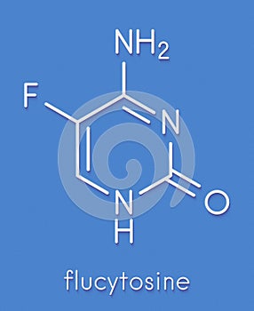 Flucytosine 5-fluorocytosine antimycotic drug molecule. Skeletal formula.