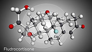 Fludrocortison, fluorocortisone molecule. It is synthetic corticosteroid with antiinflammatory and antiallergic properties.