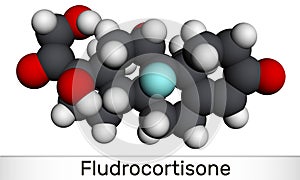 Fludrocortison, fluorocortisone molecule. It is synthetic corticosteroid with antiinflammatory and antiallergic properties.