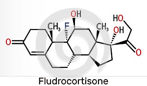 Fludrocortison, fluorocortisone molecule. It is synthetic corticosteroid with antiinflammatory and antiallergic properties. photo