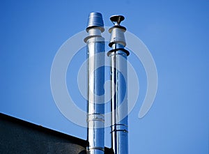 Flue gas chimneys made of stainless steel.