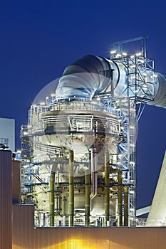 Flue-gas desulfurization plant at night photo