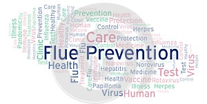 Flue Prevention word cloud, made with text only.