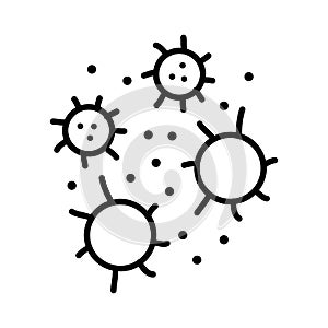 Flue virus cell with modern flat line icon style