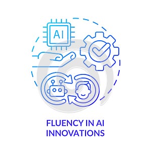 Fluency in AI innovations blue gradient concept icon photo