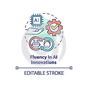 Fluency in AI innovations concept icon