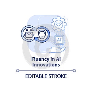 Fluency in AI innovations light blue concept icon