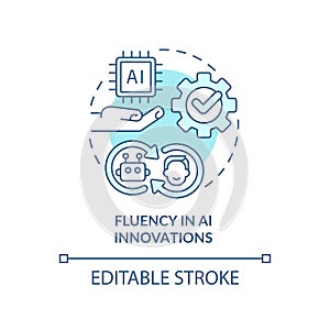 Fluency in AI innovations turquoise concept icon photo