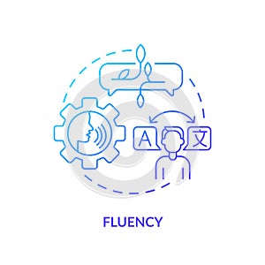 Fluency, language proficiency blue gradient concept icon