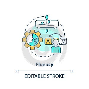 Fluency, language proficiency multi color concept icon photo