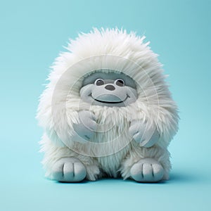 Super Cute Yeti Plush Toy On Solid Color Background photo