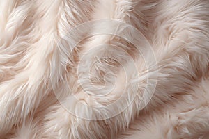 Fluffy background from natural animal fur, copy space top view, seamless texture