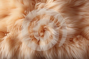 Fluffy background from natural animal fur, copy space top view, seamless texture