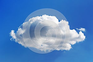Fluffy chubby white cloud on blue sky