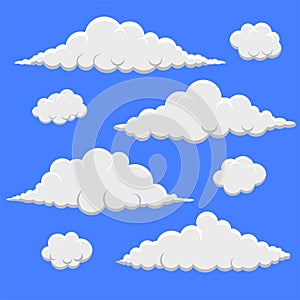 Fluffy cloud collection in 3d cartoon style