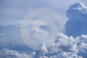Fluffy Cloud Floating on Bright Blue Sky, a Sunny Day in Monsoon Season of Bangkok
