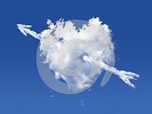 Fluffy cloud of the shape of heart + arrow