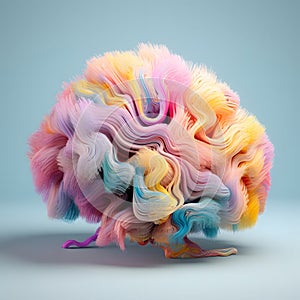 Fluffy colourful 3D image of artificial intelligence brain