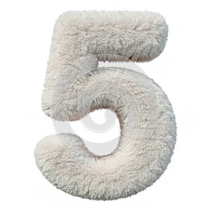 Fluffy 3D number isolated on white background