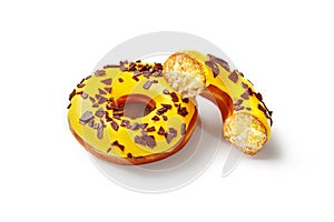 Fluffy donuts with tropic fruit flavored buttercream and yellow icing