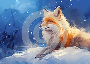 Fluffy Fox in a Winter Wonderland: A Vibrant Display of Pyro Col photo