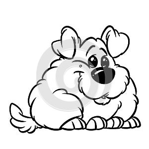 Fluffy furry dog coloring page cartoon illustration