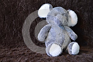 Fluffy Grey Elephant Plush Toy Sitting Pretty and Ready To Play With